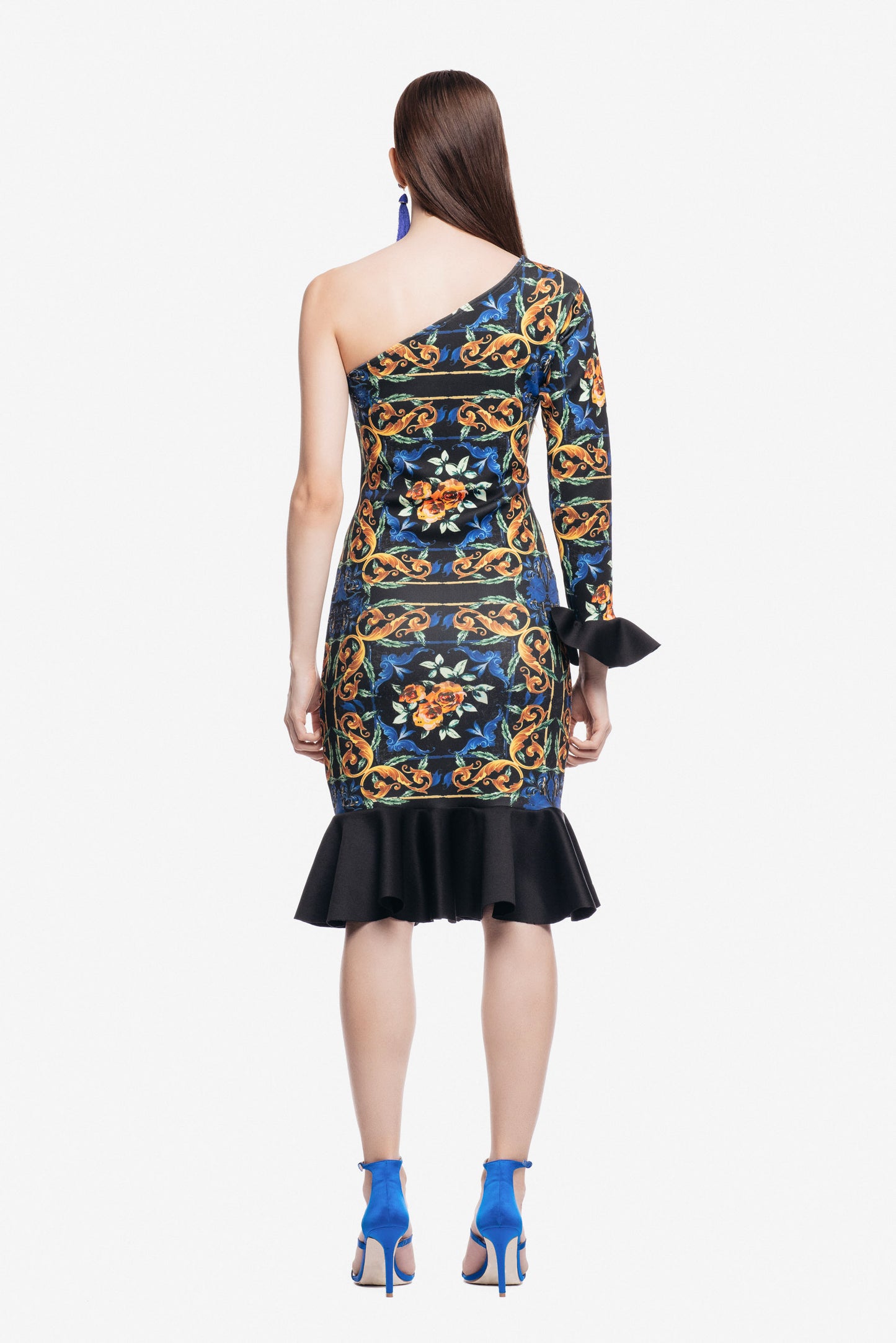 FLEUR ONE SHOULDER DRESS IN BLACK