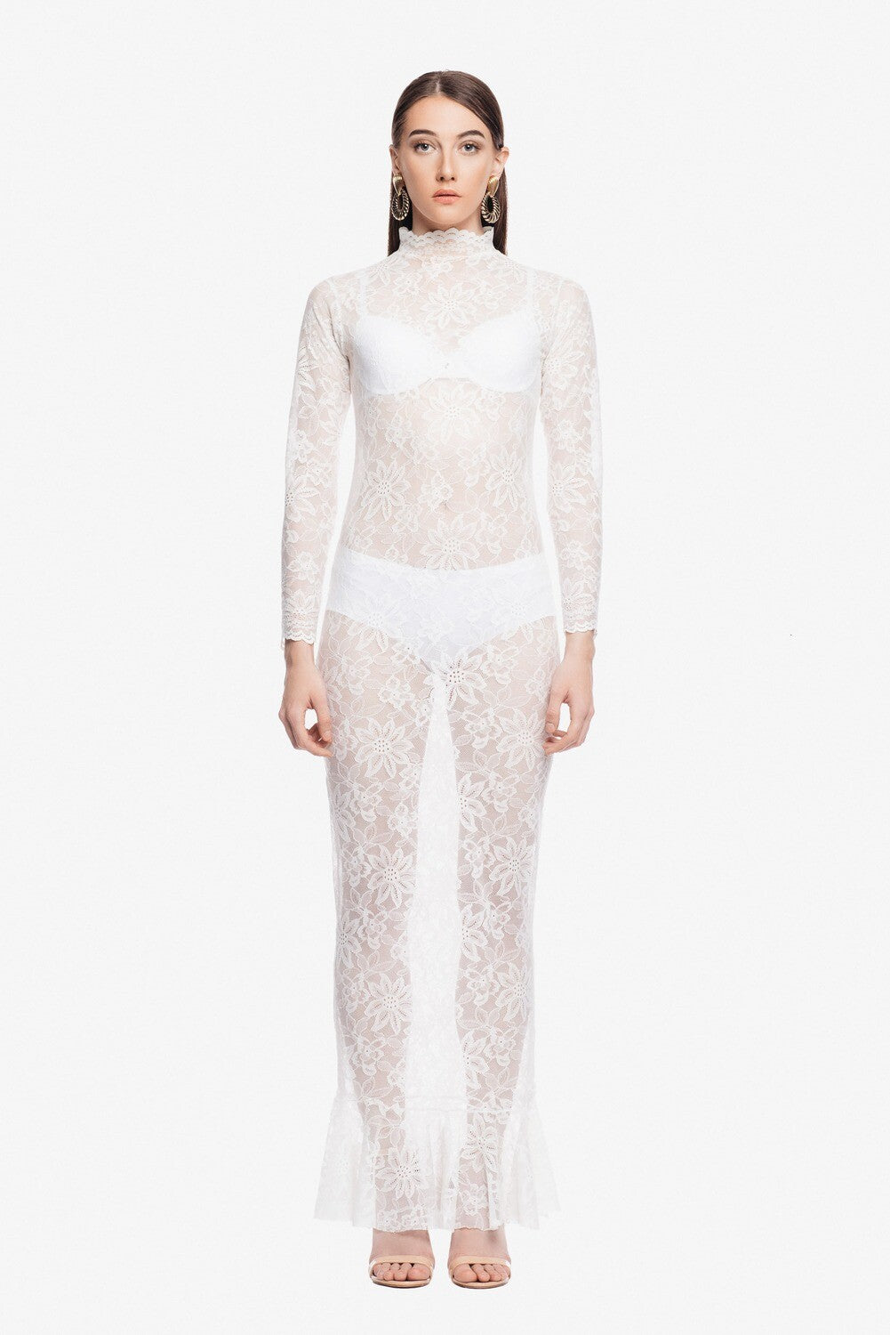 LACE STATEMENT DRESS IN BLACK WHITE