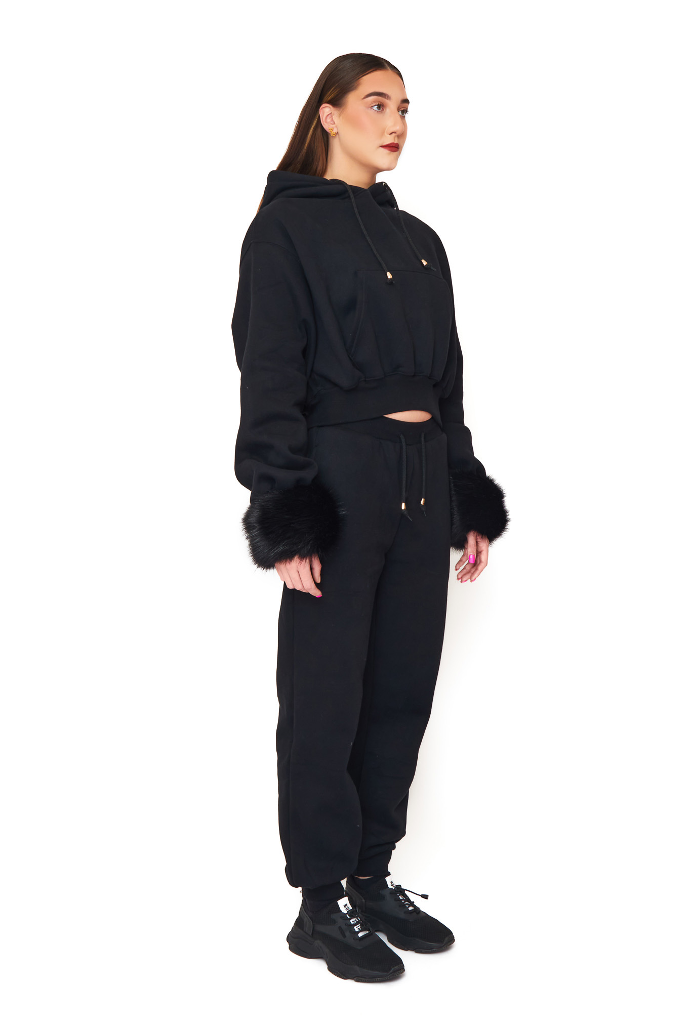 RB Faux Fur Lounge Set in Black