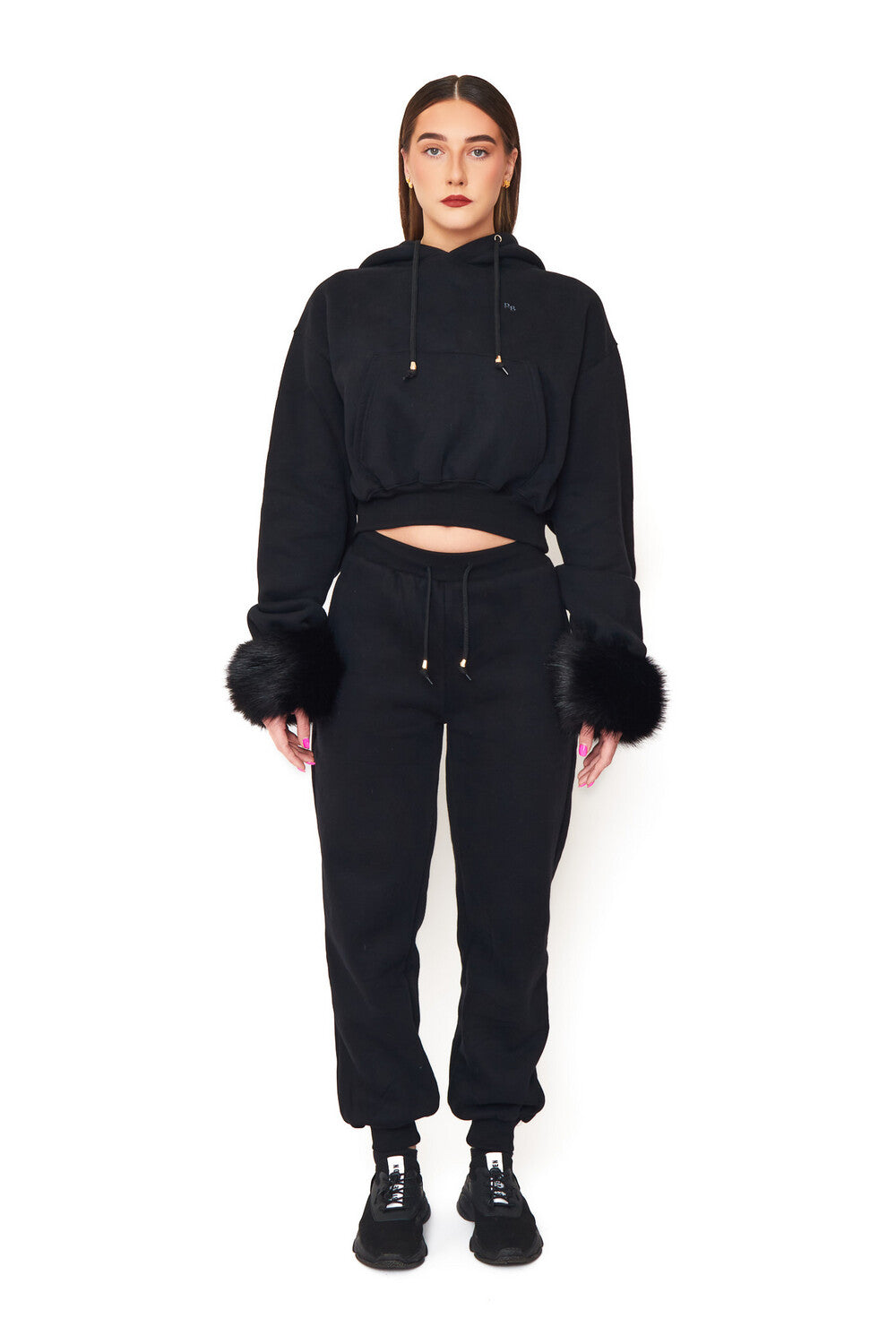 RB Faux Fur Lounge Set in Black