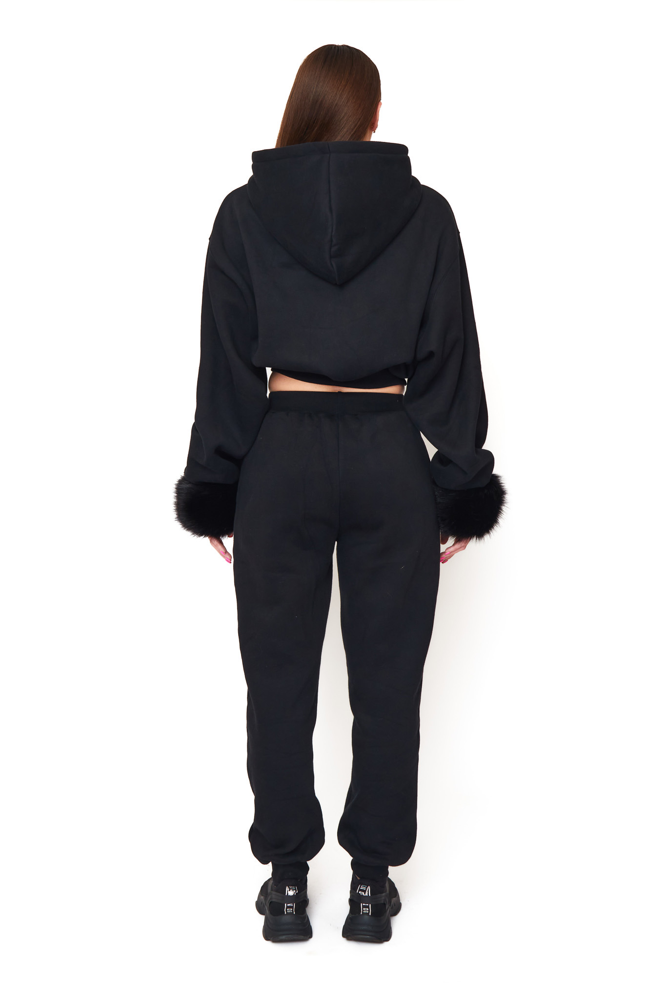 RB Faux Fur Lounge Set in Black