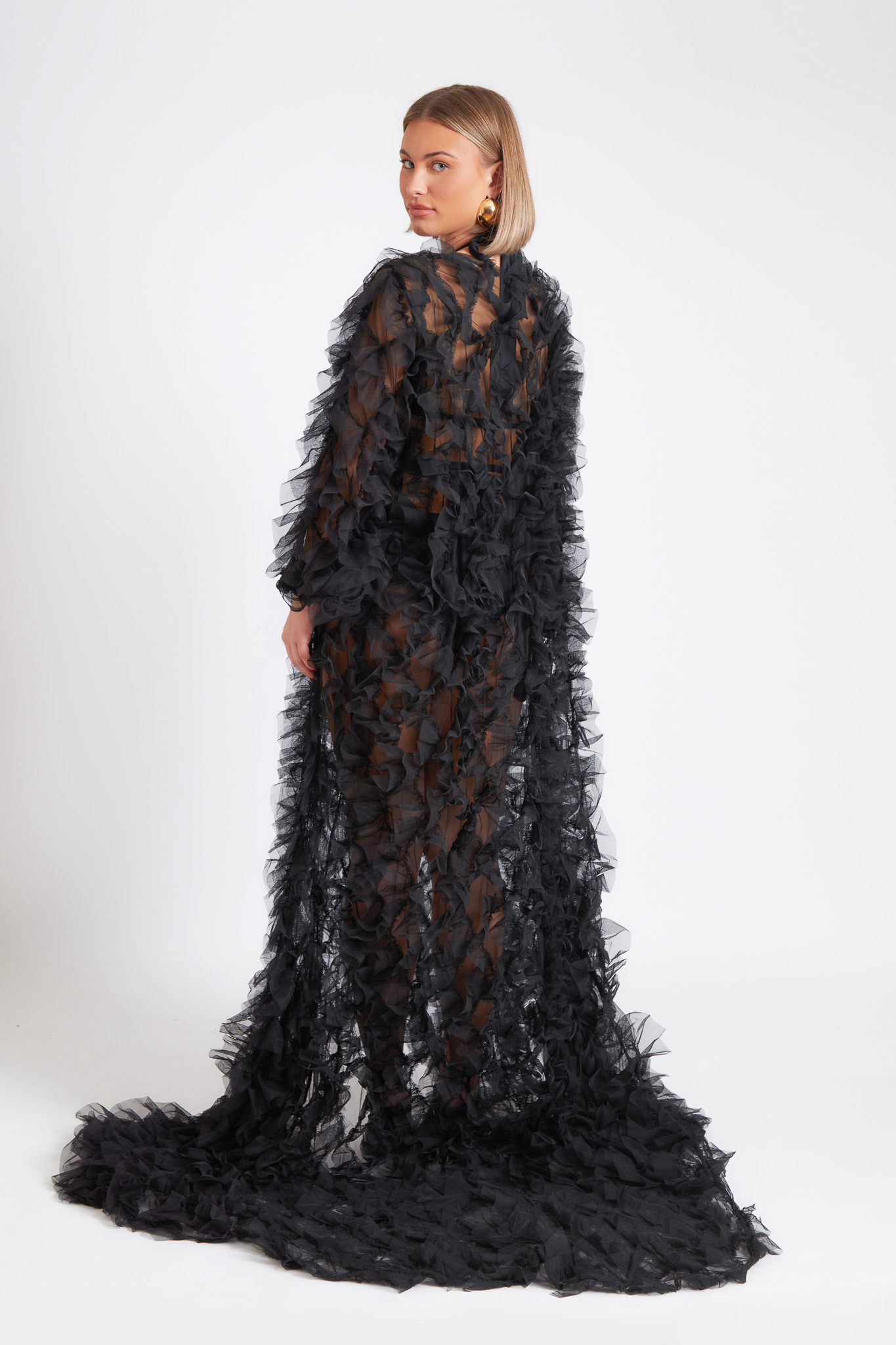 NERA BLACK MAXI KIMONO JACKET 