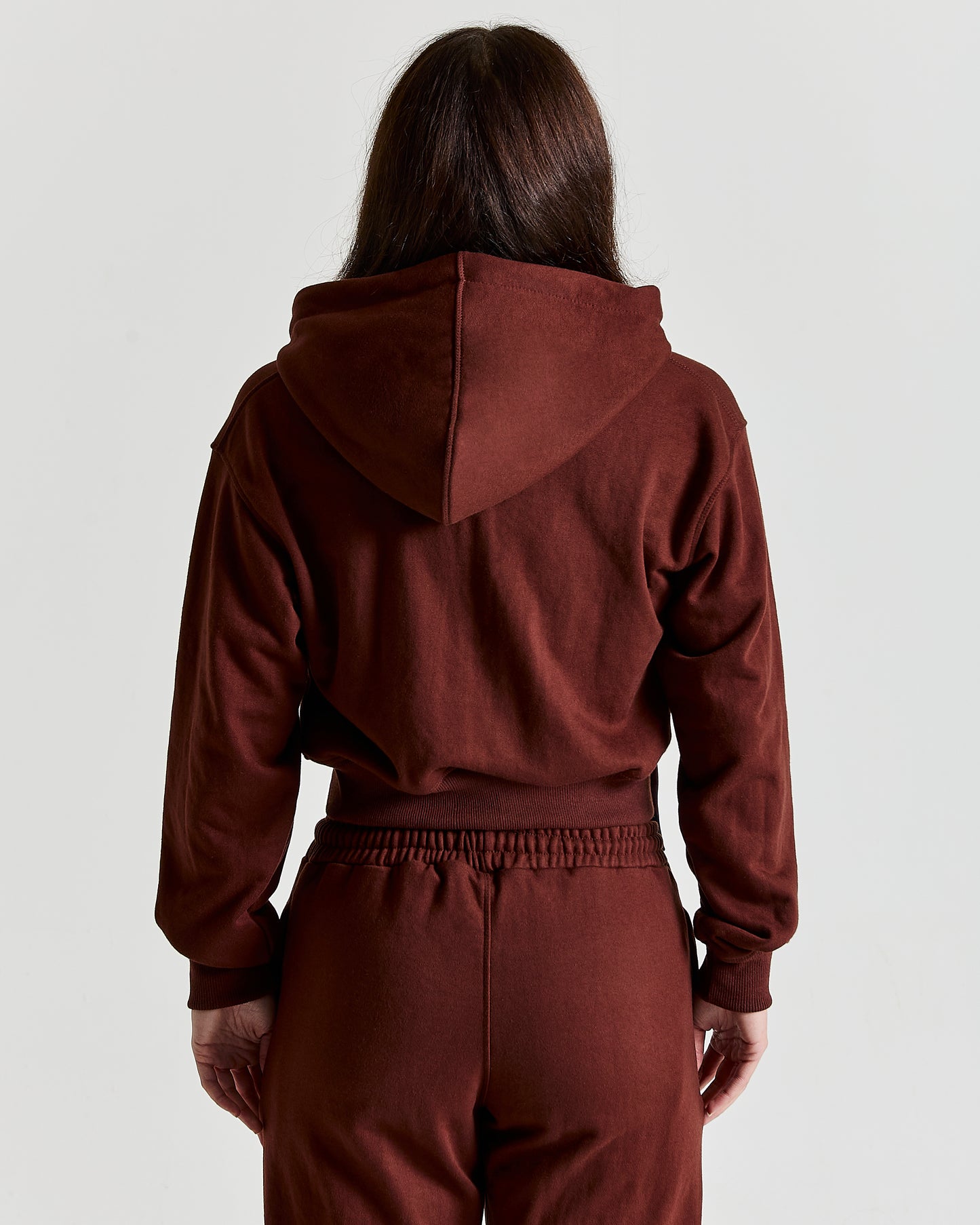 SAFARI Scarf Cropped Hoodie in Brown