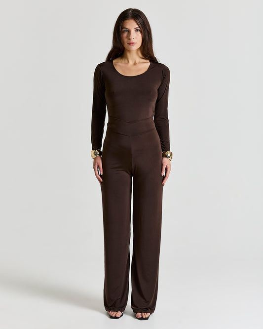 BASIC LONG SLEEVE TOP in Brown
