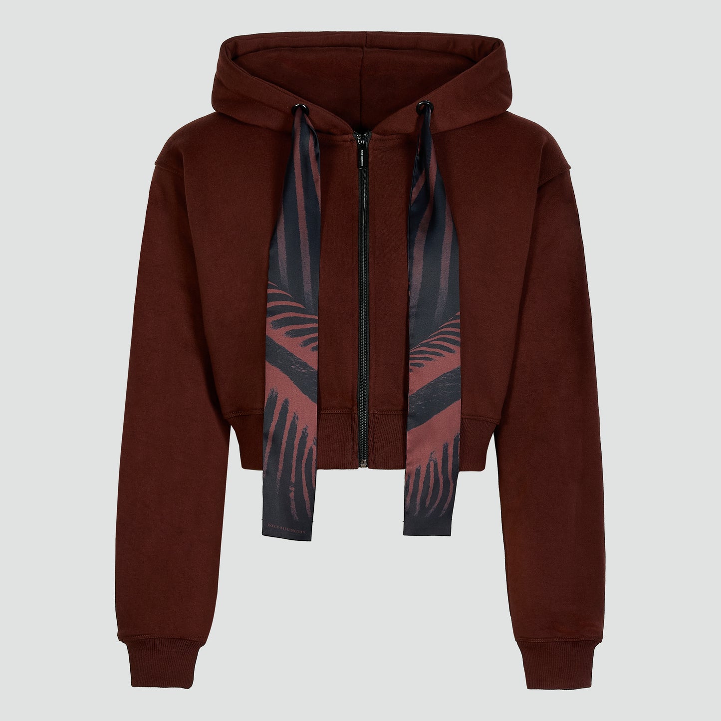 SAFARI Scarf Cropped Hoodie in Brown