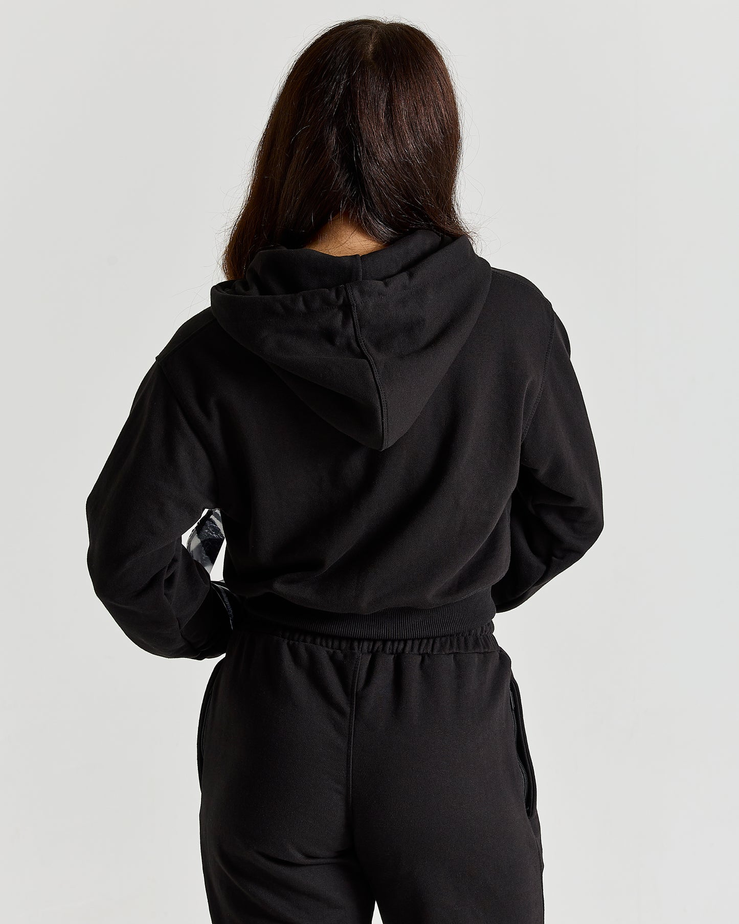 SAFARI Scarf Cropped Hoodie in Black