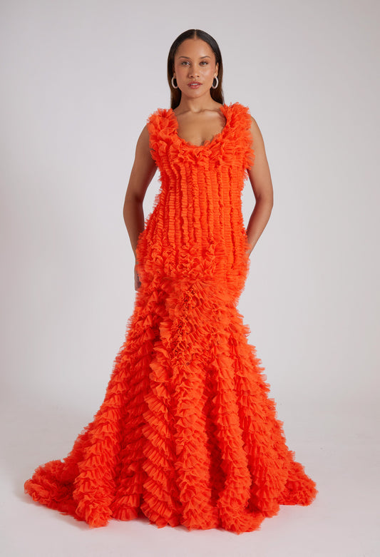 VIVA Ball Gown Dress in Orange